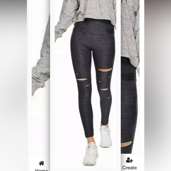 PINK Victoria's Secret Pants - PINK Victoria's Secret Charcoal Distressed Leggings